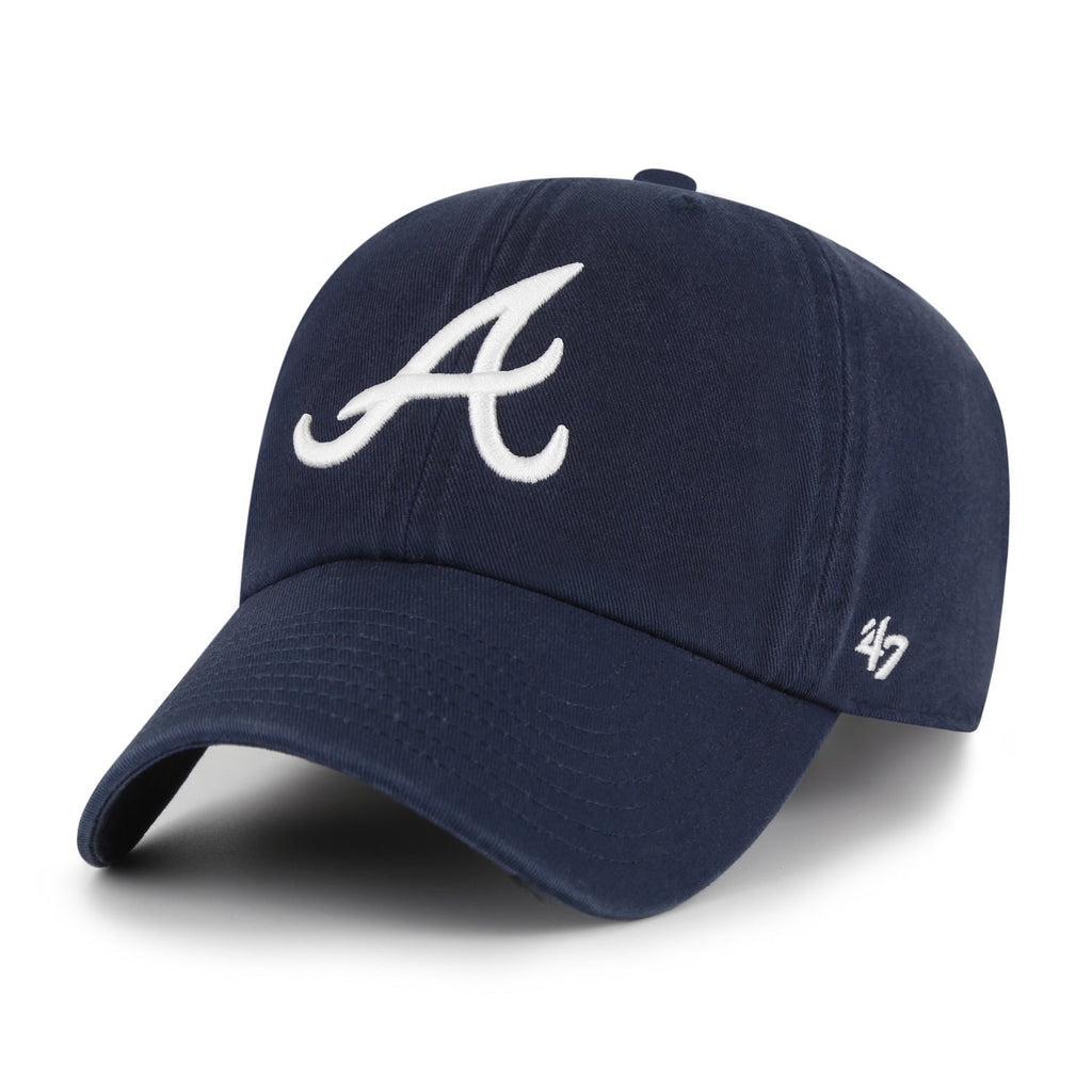 Atlanta Braves '47 Navy Clean Up Adjustable Hat product image 1, provided for visual reference and product detail review