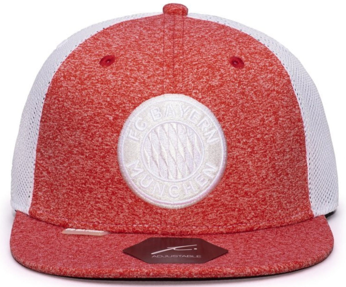FI COLLECTIONS BAYERN MUNICH DRIBBLING Snapback HAT-RED/WHITE product image 1, provided for visual reference and product