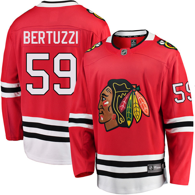 Tyler Bertuzzi Chicago Blackhawks Fanatics Red Breakaway Men Jersey product image 1, provided for visual reference and