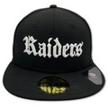 New Era Las Vegas Raiders Scar Gothic Blk 59Fifty Fitted Hat-Black/White product image 1, provided for visual reference and