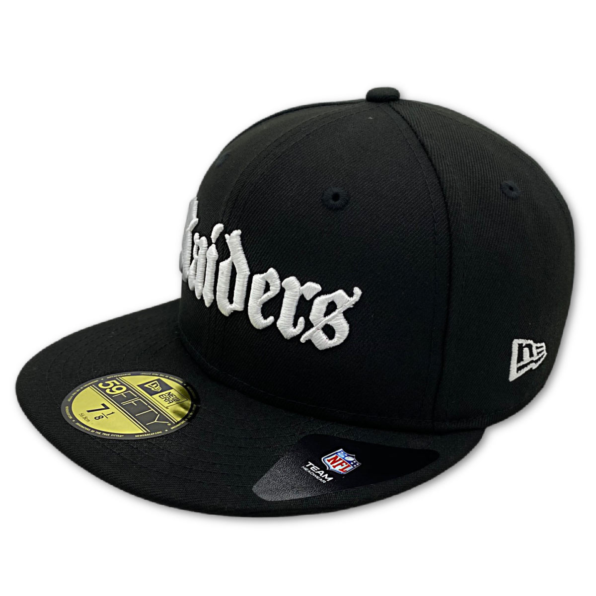 New Era Las Vegas Raiders Scar Gothic Blk 59Fifty Fitted Hat-Black/White product image 2, provided for visual reference and