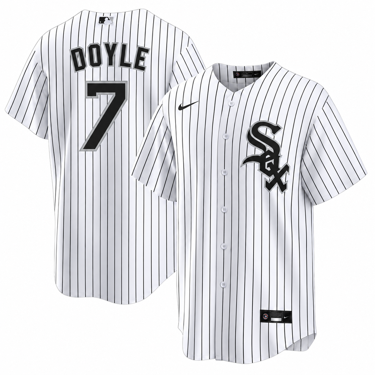 Brenton Doyle #7 Chicago White Sox Nike Men Home White Pinstripe Jersey product image 1, provided for visual reference and