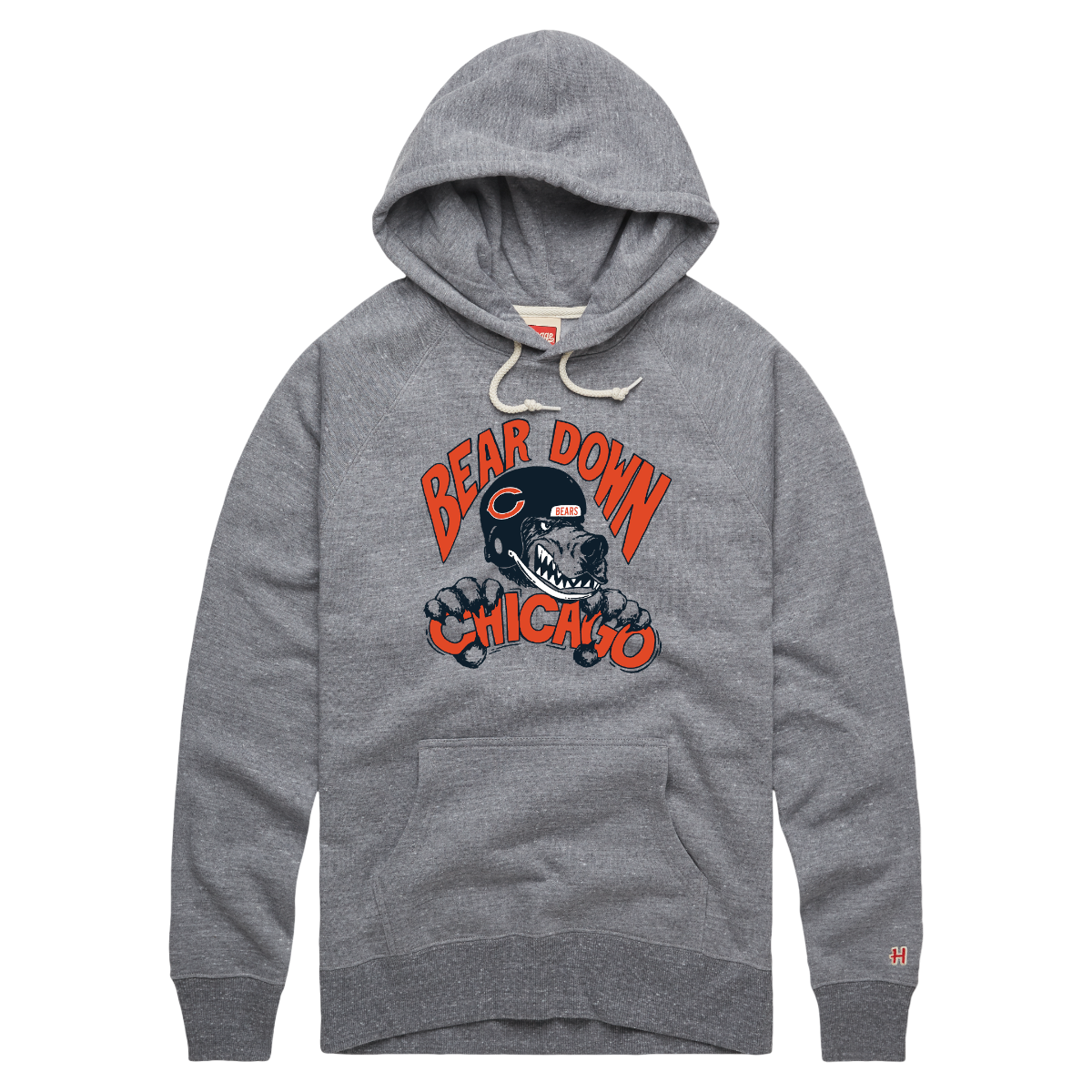Chicago Bears Homage Grey Bear Down Hoodie product image 1, provided for visual reference and product detail review