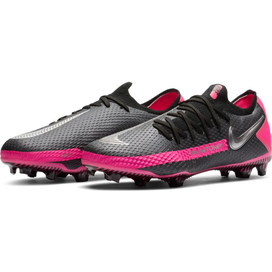 Nike Jr. Phantom GT Pro FG- BLACK/METALLIC SILVER-PINK BLAST product image 3, provided for visual reference and product