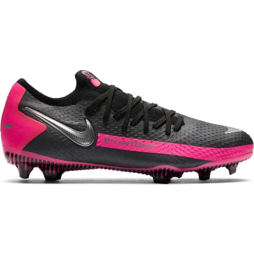 Nike Jr. Phantom GT Pro FG- BLACK/METALLIC SILVER-PINK BLAST product image 1, provided for visual reference and product