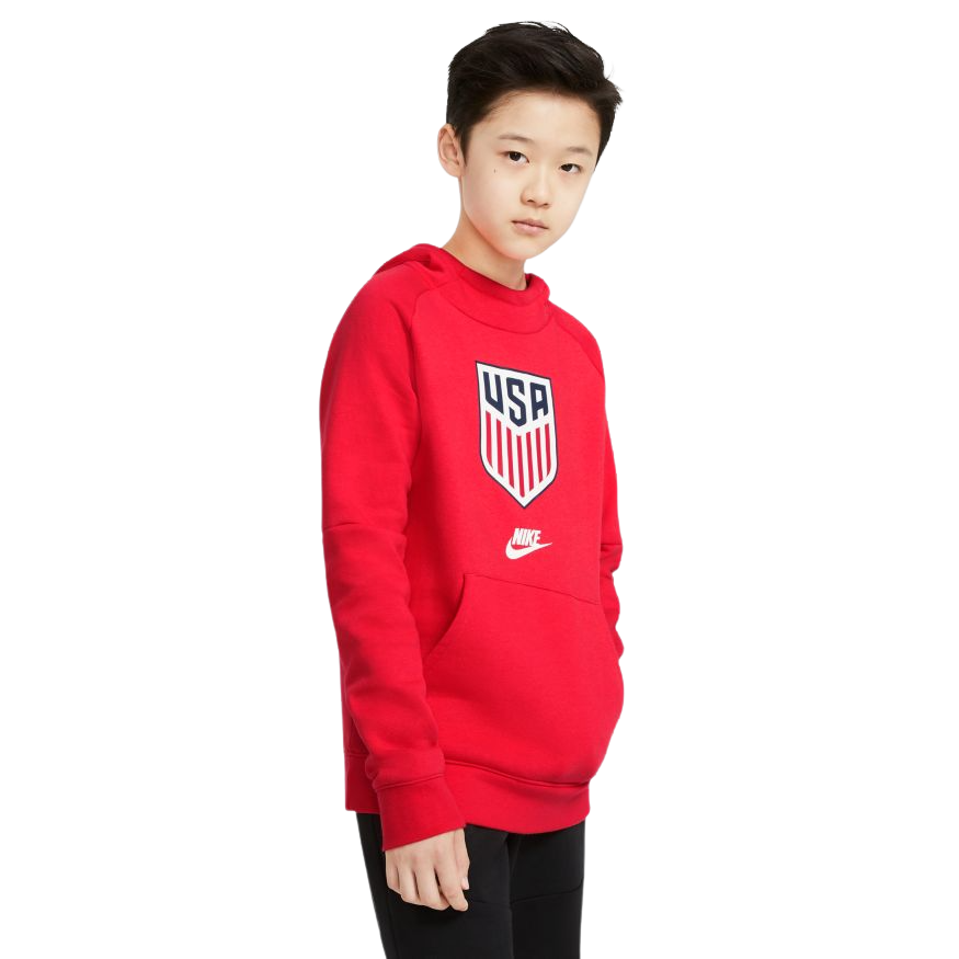 Nike U.S. Soccer Big Kids' Fleece Pullover Hoodie-Red product image 1, provided for visual reference and product detail