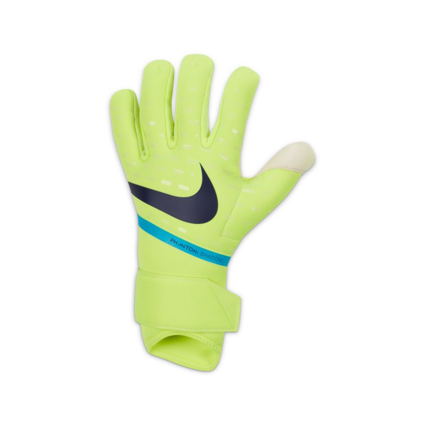 Nike Phantom Shadow Goalkeeper Gloves-VOLT/WHITE/BLACKENED BLUE product image 1, provided for visual reference and product