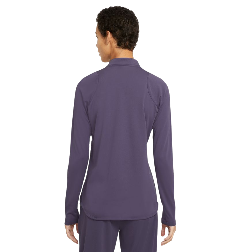 Nike Dri-FIT Academy Women Soccer Drill Top- DARK RAISIN/SIREN RED product image 2, provided for visual reference and
