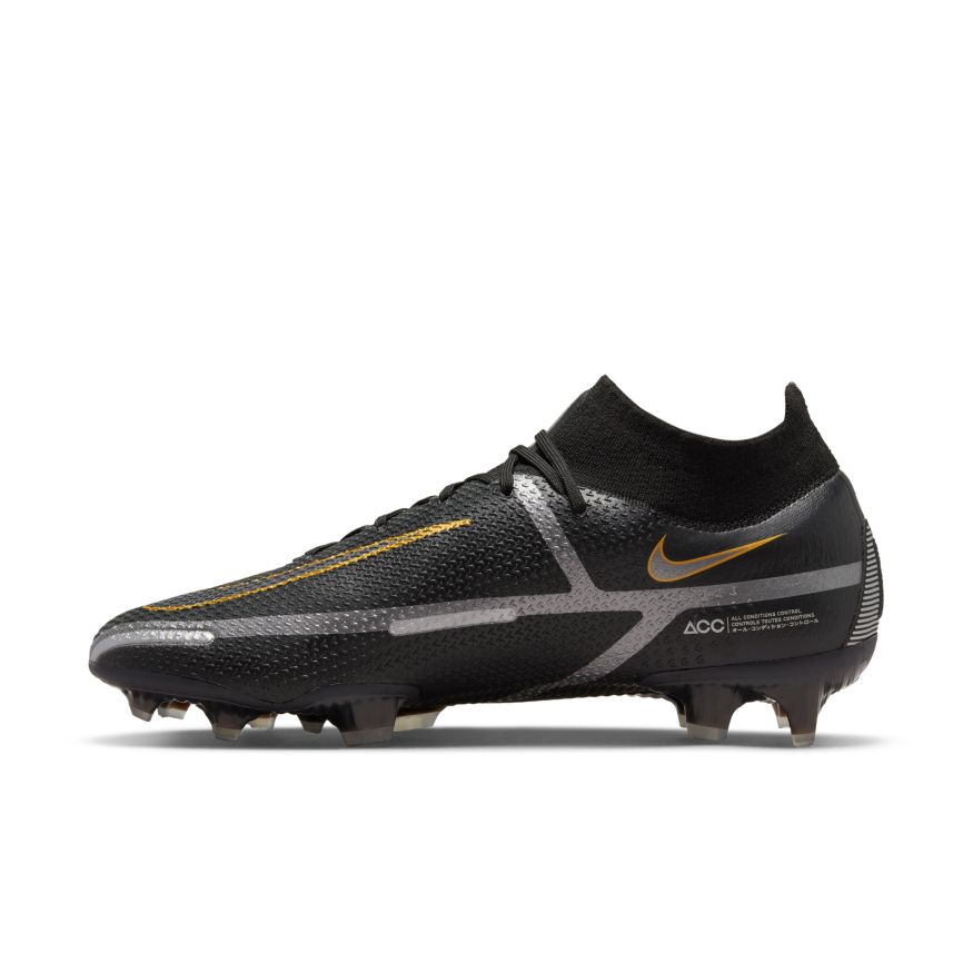 Nike Phantom GT2 Elite FG-BLACK/MTLC DARK GREY-METALLIC GOLD product image 2, provided for visual reference and product