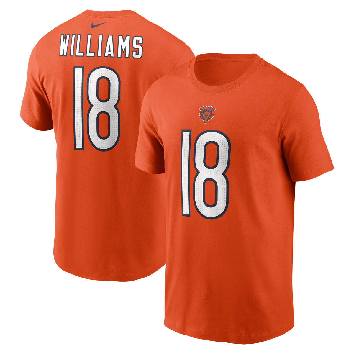 Caleb Williams Chicago Bears Orange Name and Number T-Shirt product image 1, provided for visual reference and product