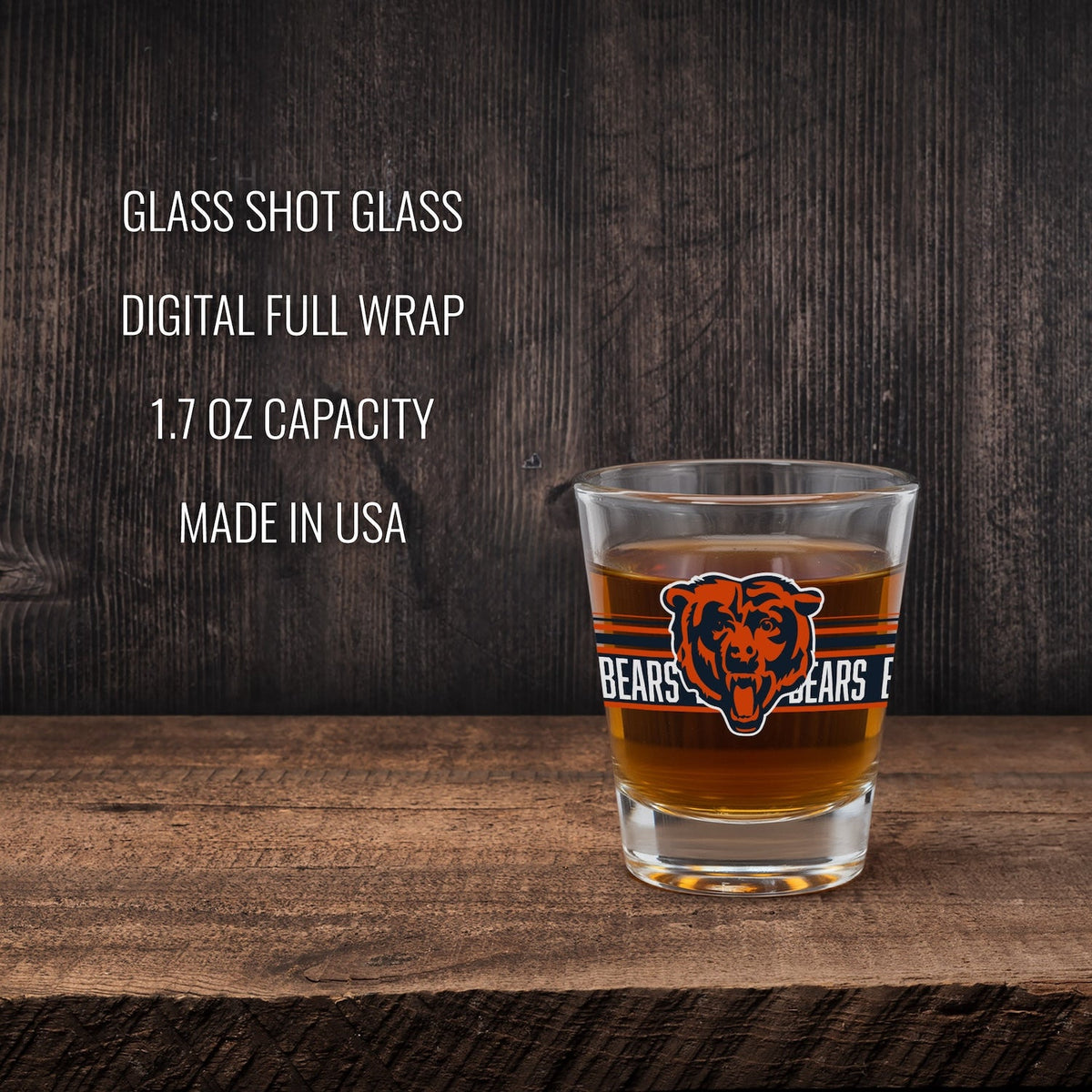Chicago Bears 1.7 oz Rico Shot Glass product image 2, provided for visual reference and product detail review