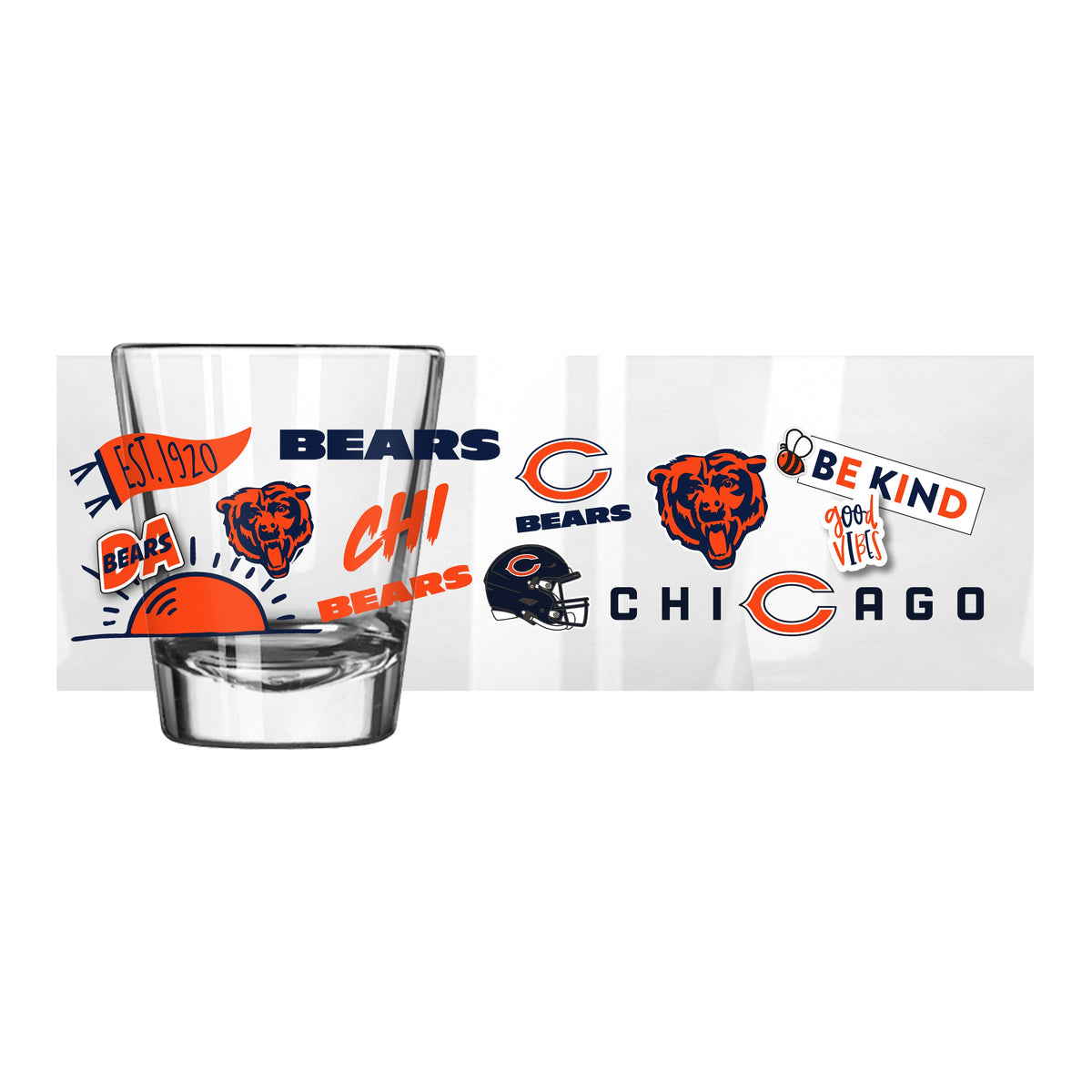 Chicago Bears 2 oz. Native Design Shot Glass product image 1, provided for visual reference and product detail review