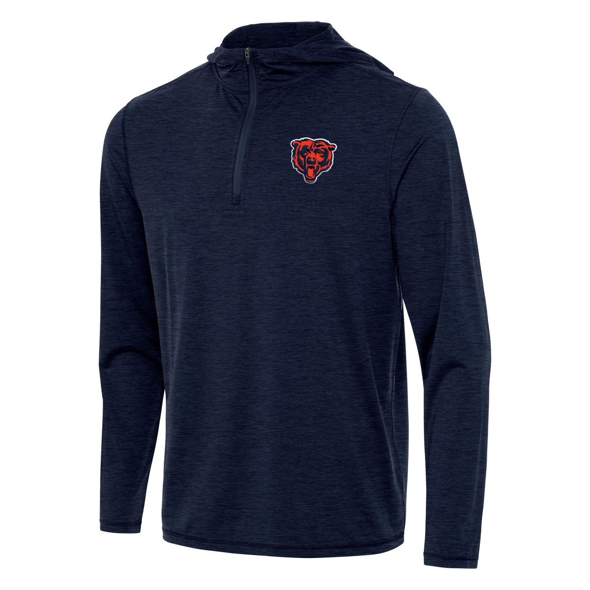 Chicago Bears Antigua Navy Heather 1/4 Zip Tidy Pullover Hoodie product image 1, provided for visual reference and product