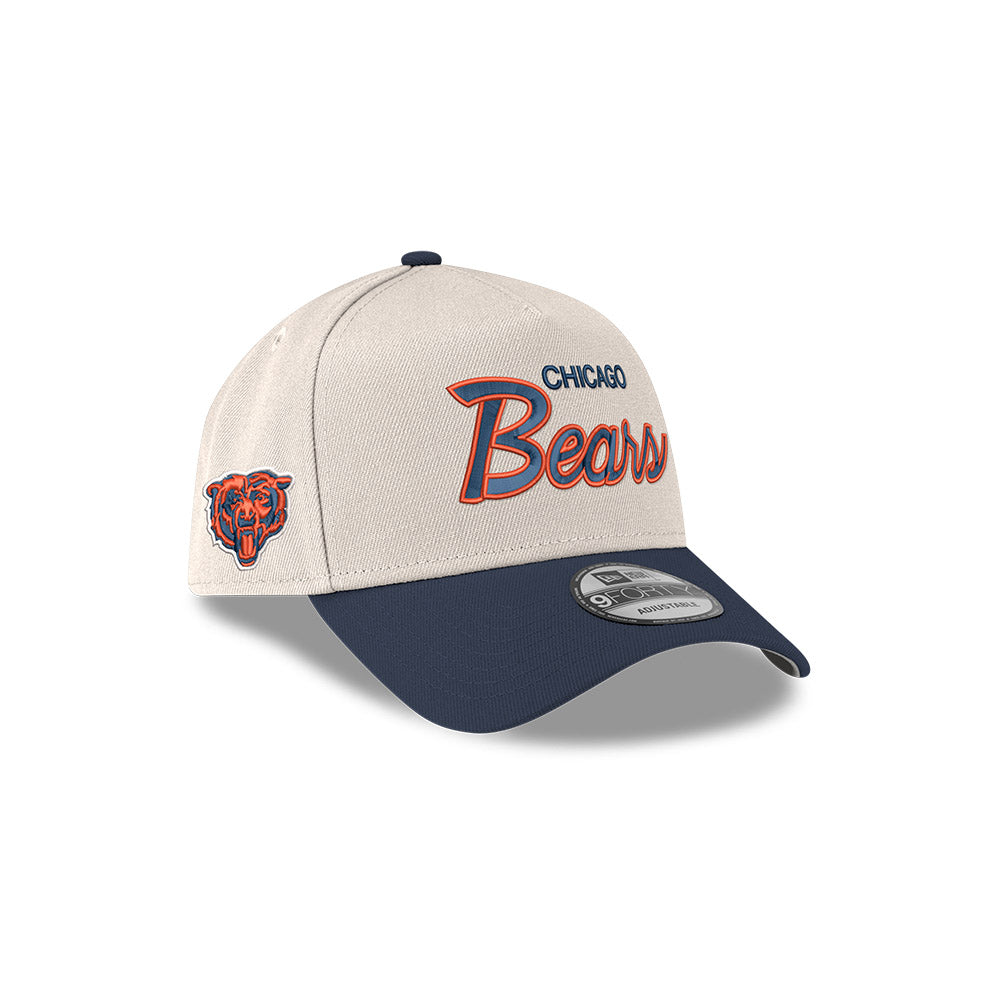 Chicago Bears Chrome/Black Script New Era 9FORTY A-Frame Adjustable Hat product image 1, provided for visual reference and