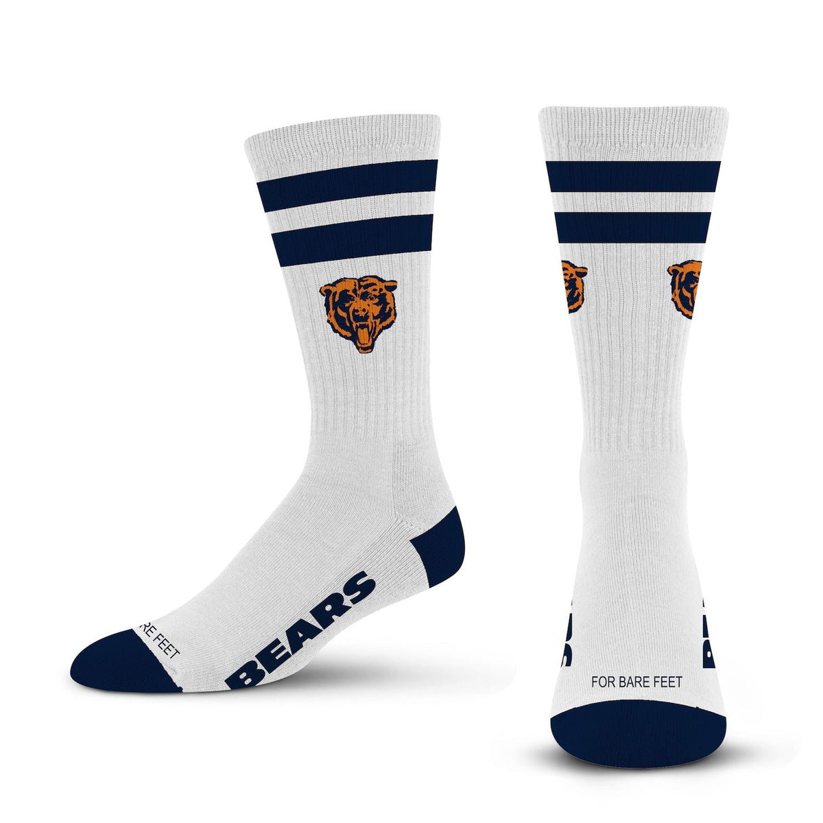 Chicago Bears Classic White Stripes Adult Socks product image 1, provided for visual reference and product detail review