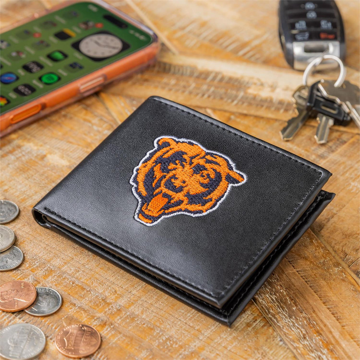 Chicago Bears Embroidered Leather Bi-fold Wallet product image 7, provided for visual reference and product detail review