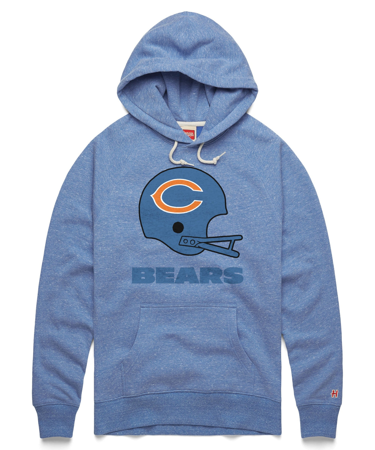 Chicago Bears Homage Helmet Columbia Blue Super Soft Hoodie product image 1, provided for visual reference and product
