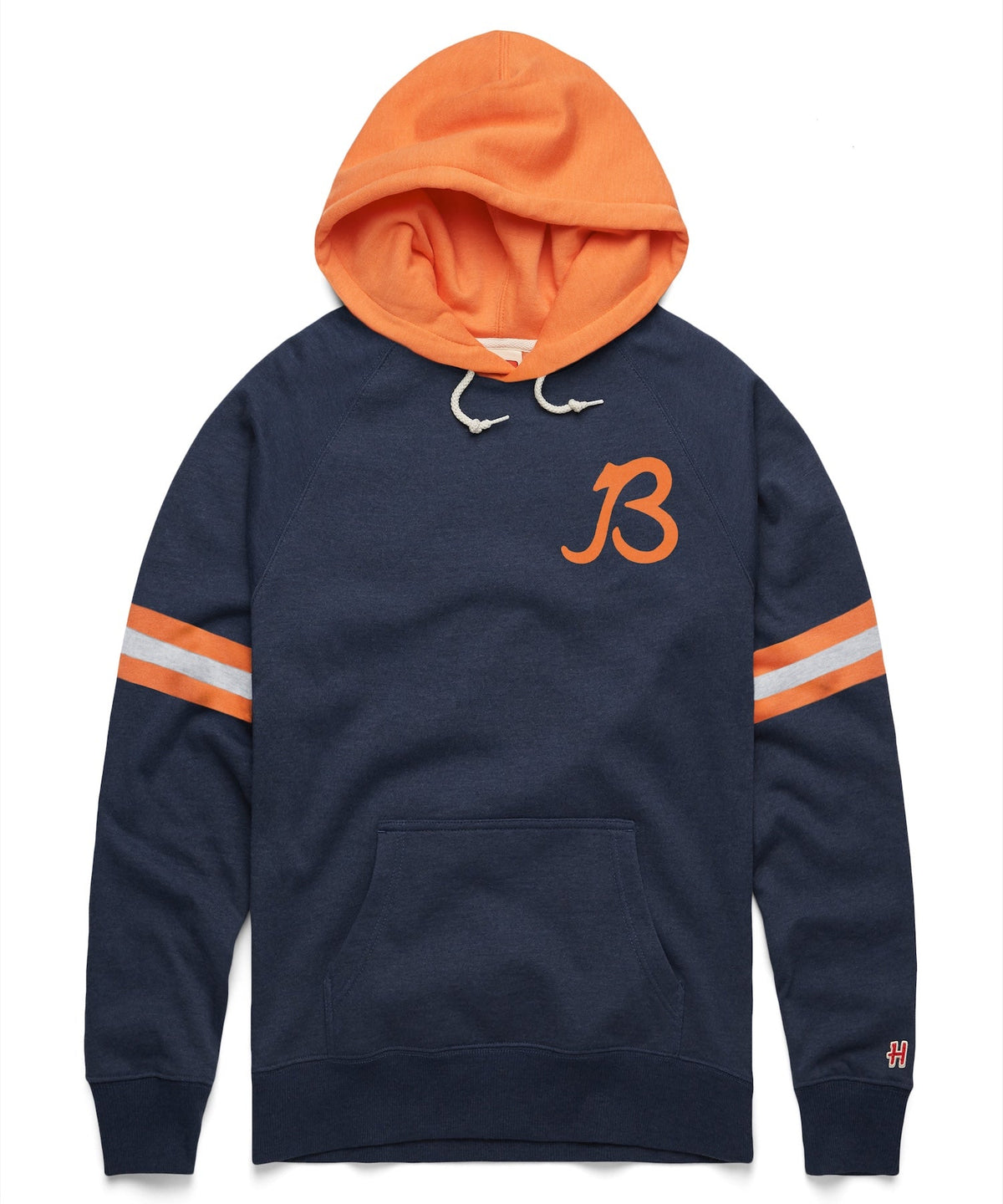 Chicago Bears Homage Navy/Orange Script B Hoodie product image 1, provided for visual reference and product detail review