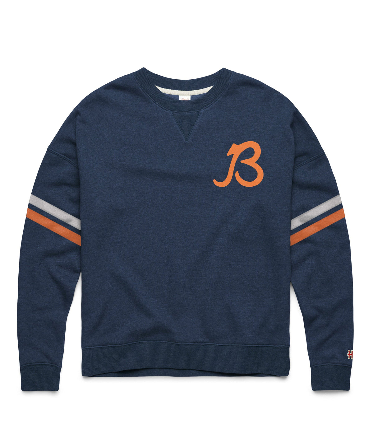 Chicago Bears Homage Women Navy Arm Band Crewneck Sweatshirt product image 1, provided for visual reference and product