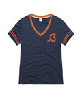 Chicago Bears Homage Women Script B Navy V-neck T-Shirt product image 1, provided for visual reference and product detail