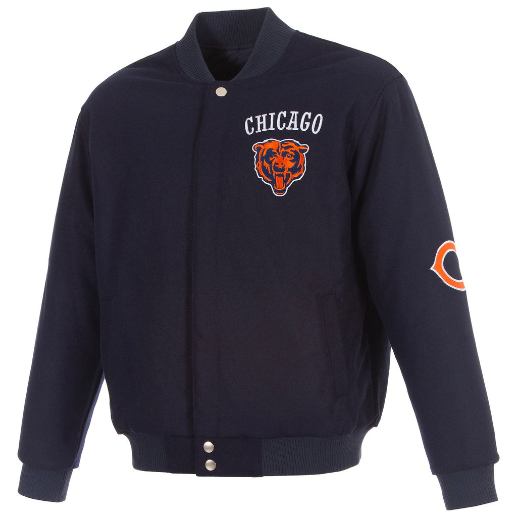 Chicago Bears JH Design Navy Reversible Full Zip Jacket product image 1, provided for visual reference and product detail