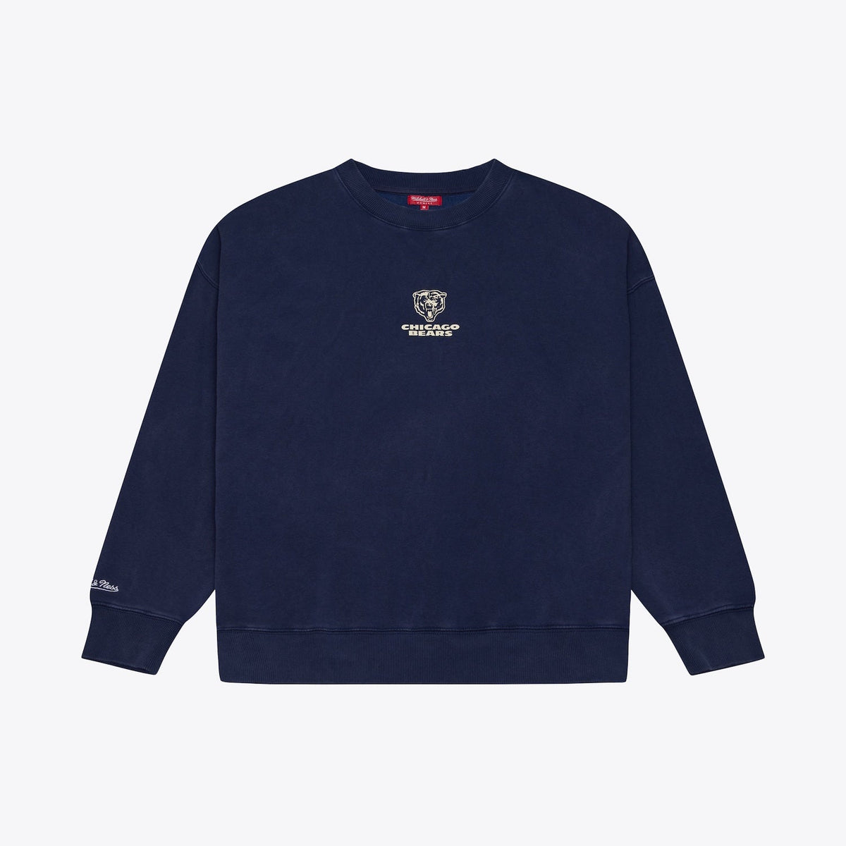 Chicago Bears Mitchell & Ness Women Core Essentials Navy Crewneck Sweatshirt product image 1, provided for visual reference