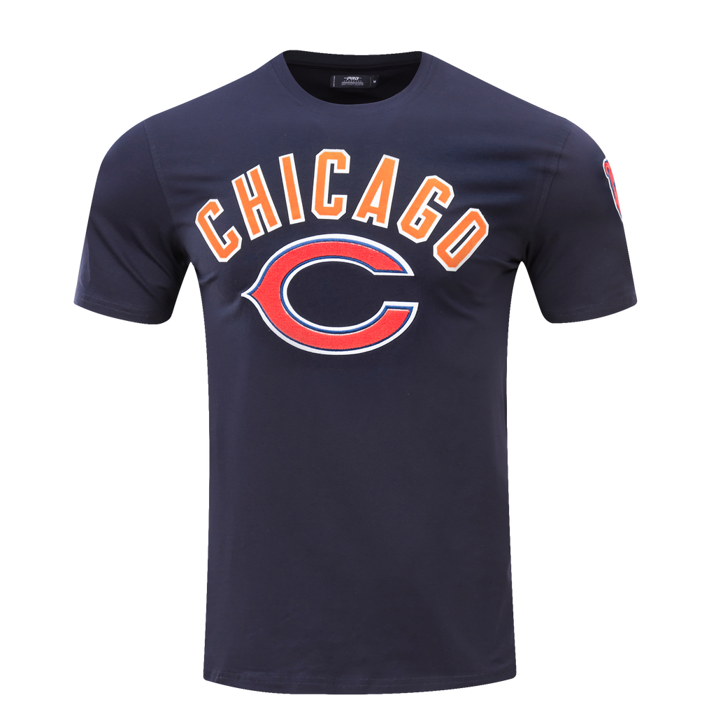 Chicago Bears Navy Classic Bristle T-Shirt product image 1, provided for visual reference and product detail review