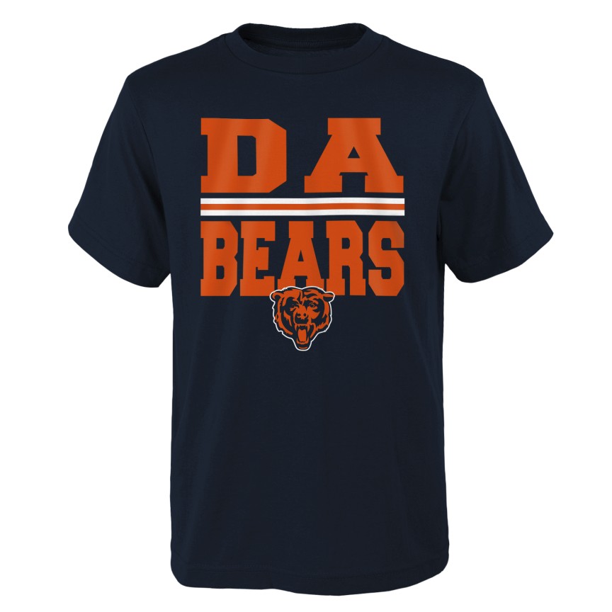 Chicago Bears Navy Da Bears Striped Youth T-Shirt product image 1, provided for visual reference and product detail review