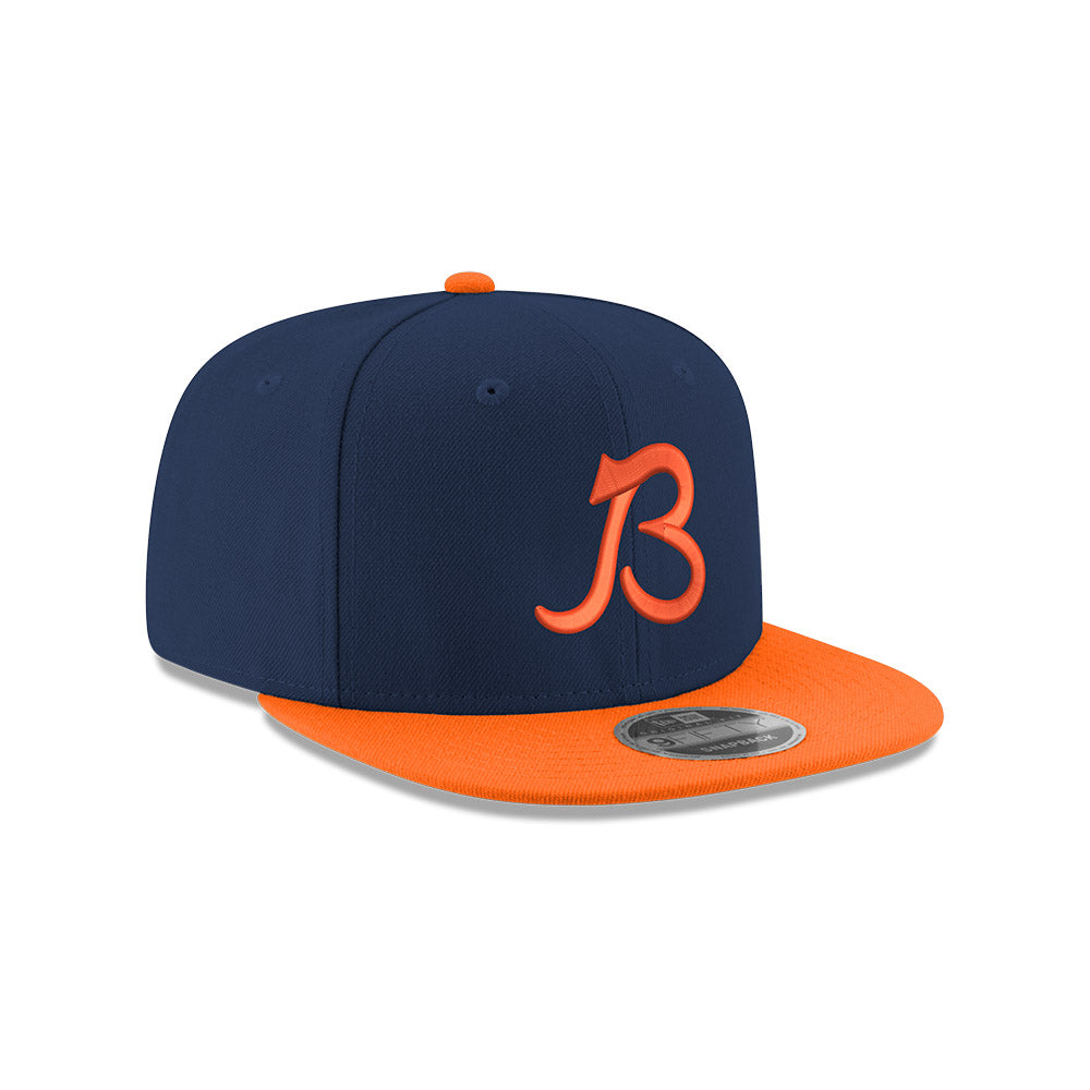Chicago Bears Navy/Orange Nightshift Script B New Era 9FIFTY Snapback Hat product image 2, provided for visual reference and