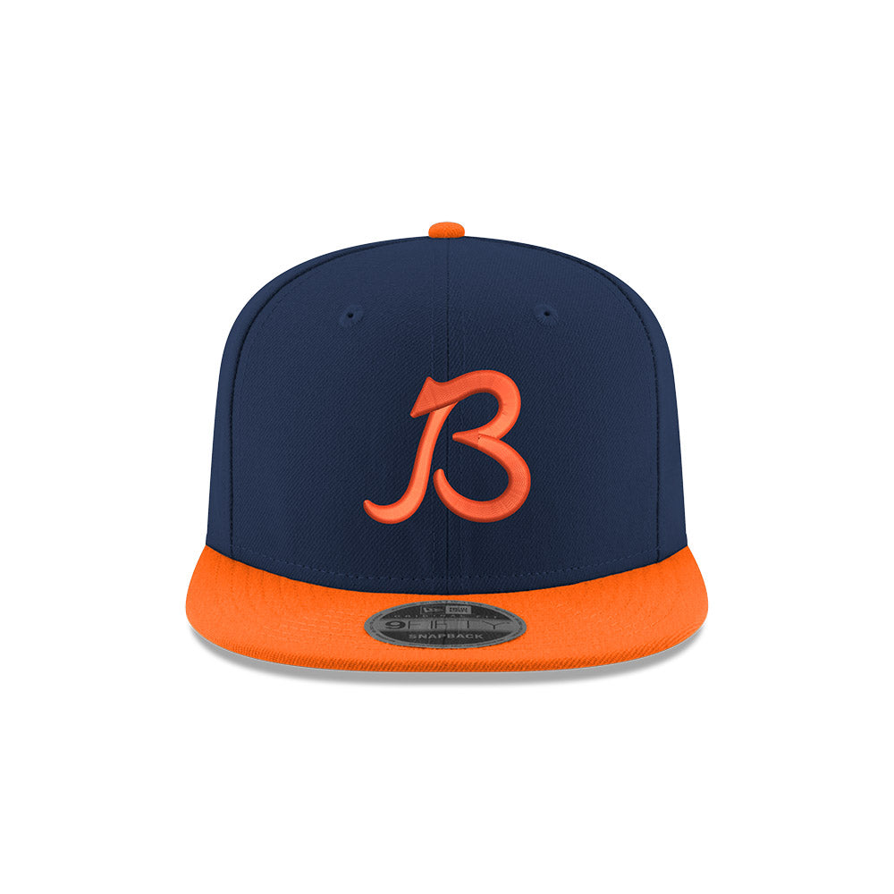 Chicago Bears Navy/Orange Nightshift Script B New Era 9FIFTY Snapback Hat product image 1, provided for visual reference and