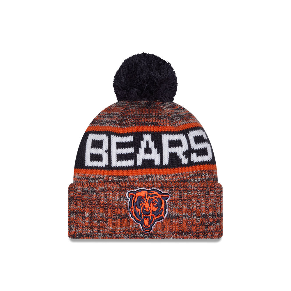 Chicago Bears New Era Bear Head Tri-Color Knit Beanie Hat product image 1, provided for visual reference and product detail