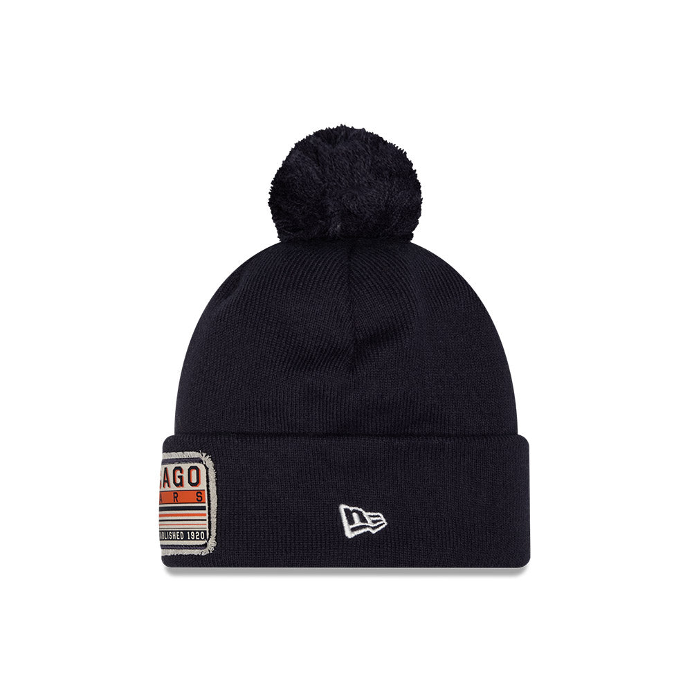 Chicago Bears New Era Navy Patch Knit Beanie product image 2, provided for visual reference and product detail review