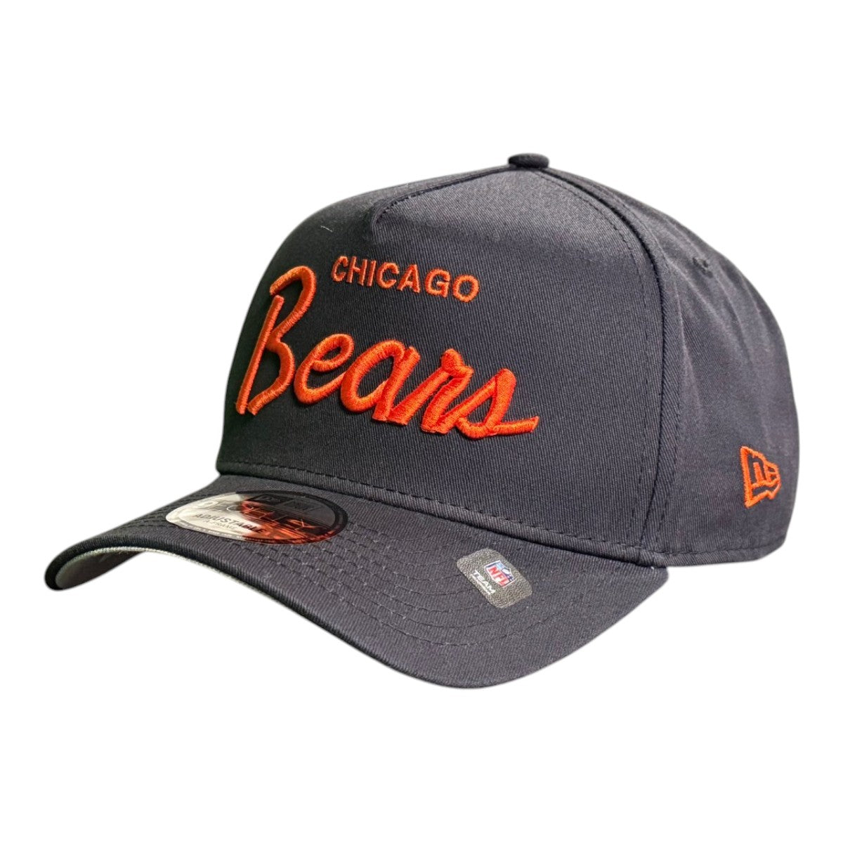 Chicago Bears New Era Navy Script 9FORTY A-Frame Adjustable Hat product image 3, provided for visual reference and product