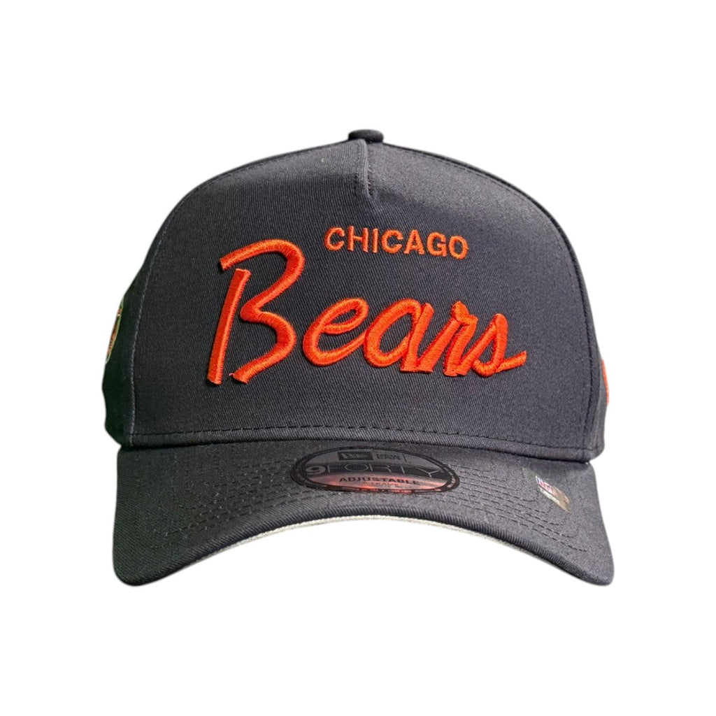 Chicago Bears New Era Navy Script 9FORTY A-Frame Adjustable Hat product image 2, provided for visual reference and product