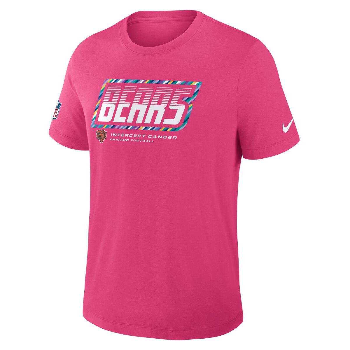 Chicago Bears Nike Men Crucial Catch Pink T-Shirt product image 3, provided for visual reference and product detail review
