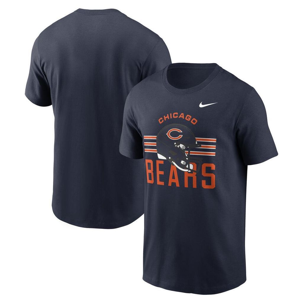 Chicago Bears Nike Men Navy Essential Helmet T-Shirt product image 1, provided for visual reference and product detail review
