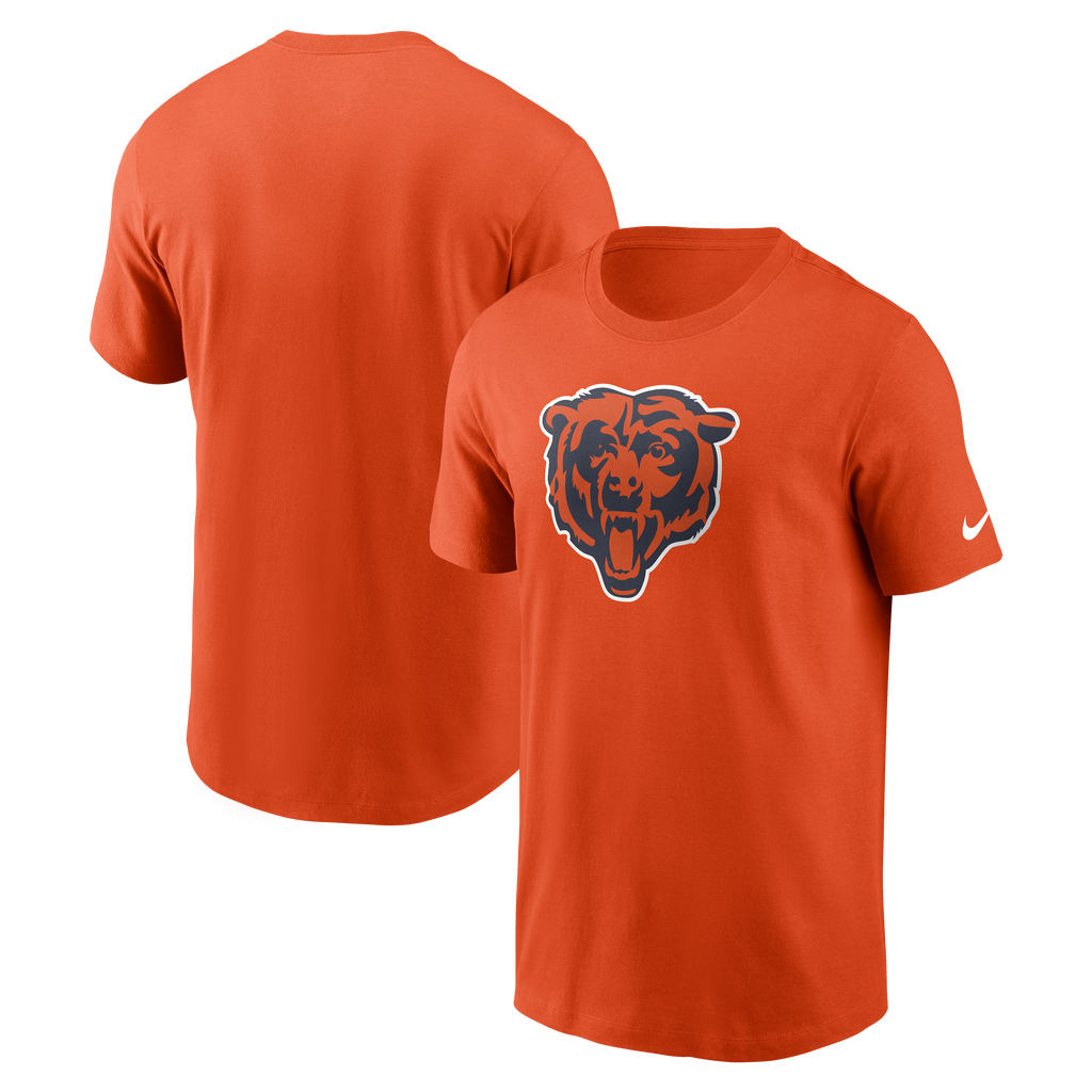 Chicago Bears Nike Men Orange Essential Logo Cotton T-Shirt product image 1, provided for visual reference and product