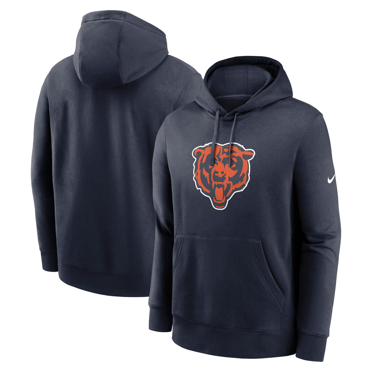 Chicago Bears Nike Navy Club Fleece Hoodie product image 1, provided for visual reference and product detail review