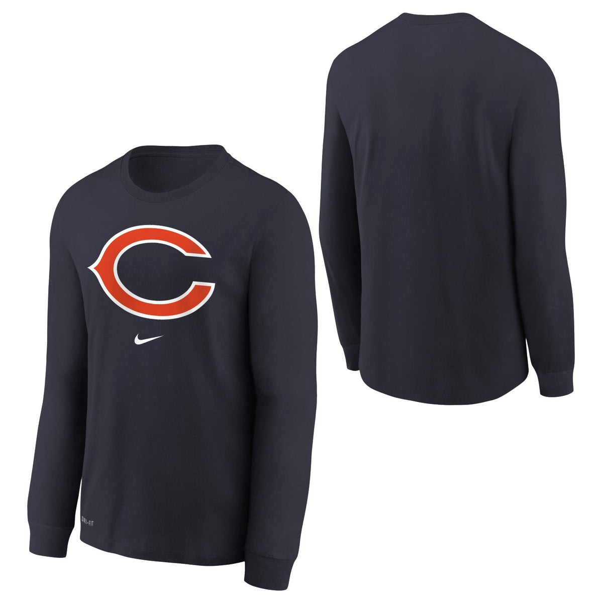 Chicago Bears Nike Youth Navy Nike Long Sleeve T-Shirt product image 3, provided for visual reference and product detail