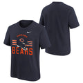 Chicago Bears Nike Youth Navy Stripe Helmet T-Shirt product image 1, provided for visual reference and product detail review