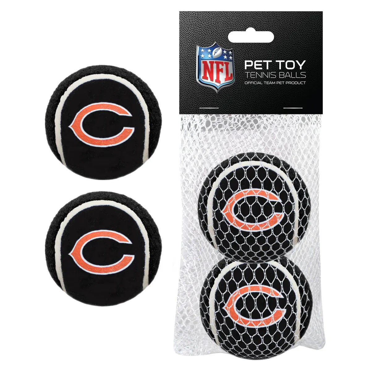 Chicago Bears Pet Toy 2 Piece Tennis Balls product image 1, provided for visual reference and product detail review