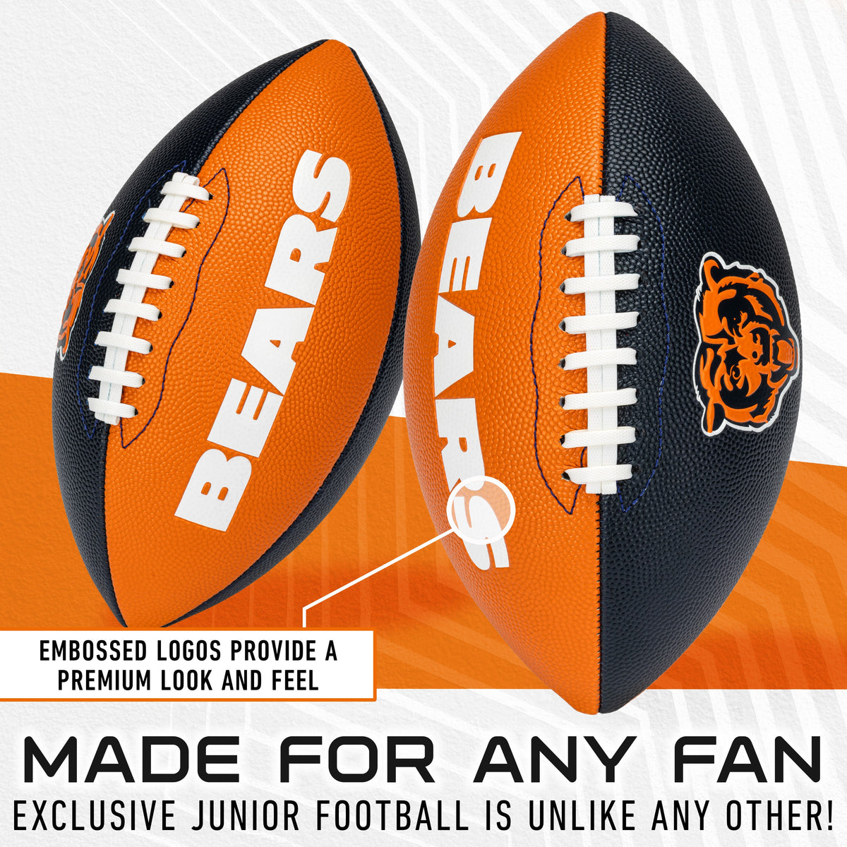 Chicago Bears Pinwheel Color Block Junior Size Football product image 2, provided for visual reference and product detail