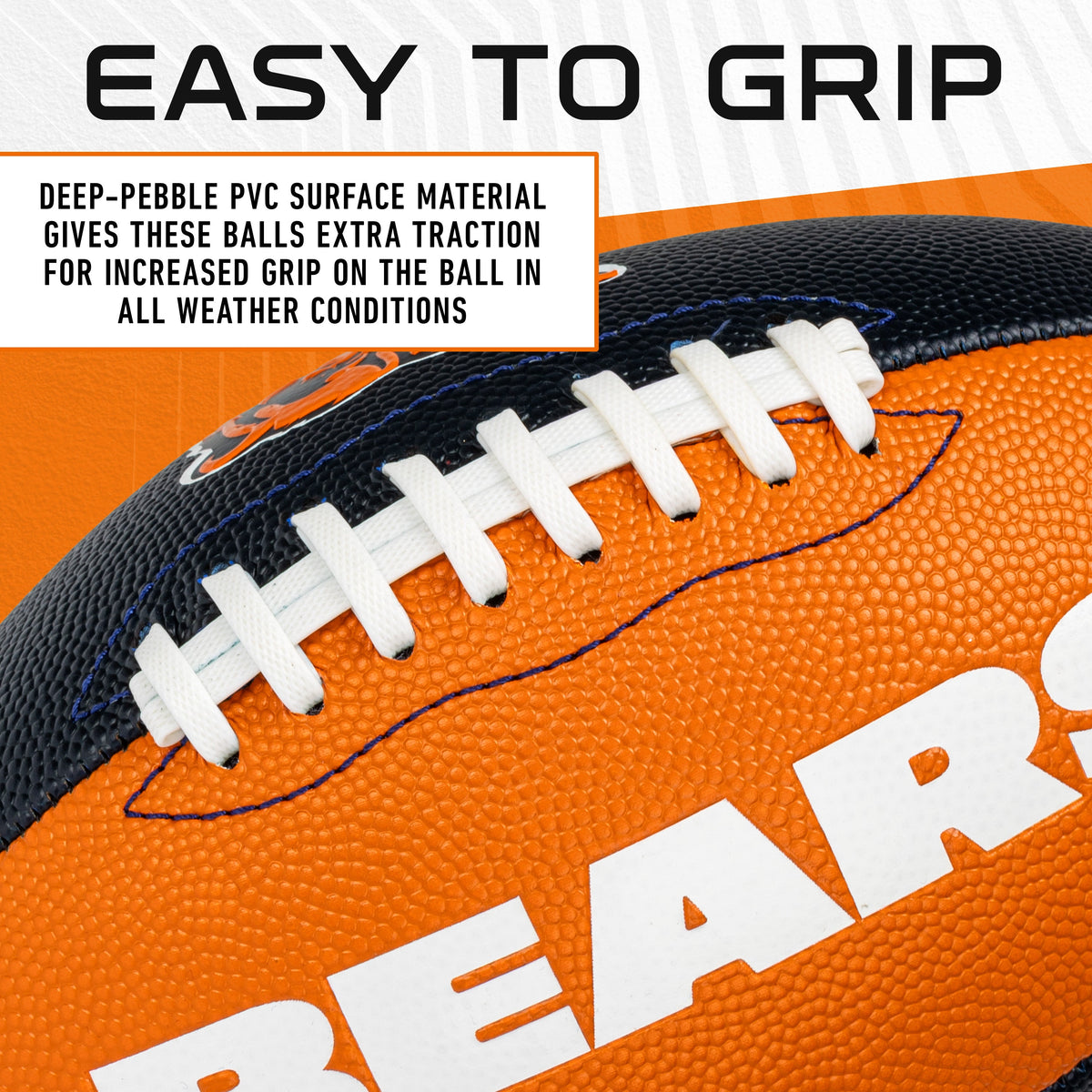 Chicago Bears Pinwheel Color Block Junior Size Football product image 4, provided for visual reference and product detail