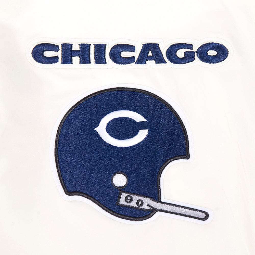 Chicago Bears Pro Standard Cream Eggshell Satin Retro Classic Jacket product image 4, provided for visual reference and