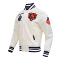 Chicago Bears Pro Standard Cream Eggshell Satin Retro Classic Jacket product image 1, provided for visual reference and
