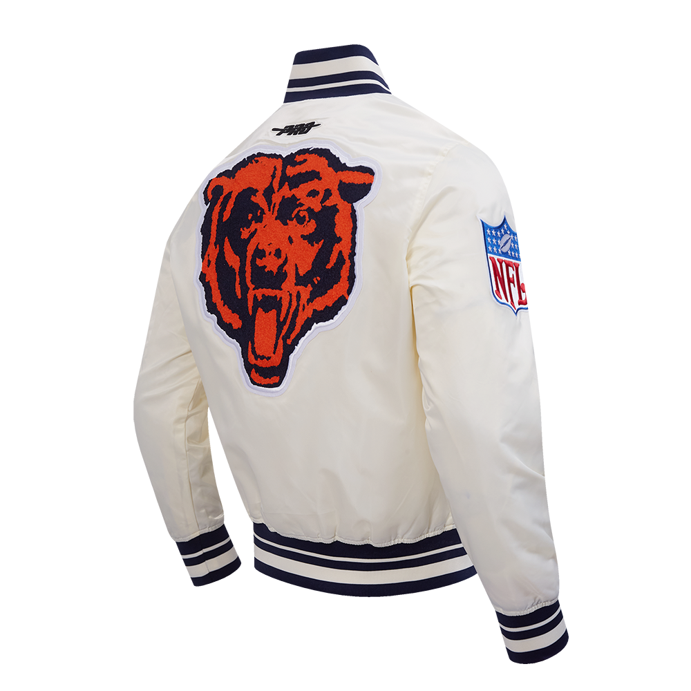 Chicago Bears Pro Standard Cream Eggshell Satin Retro Classic Jacket product image 2, provided for visual reference and