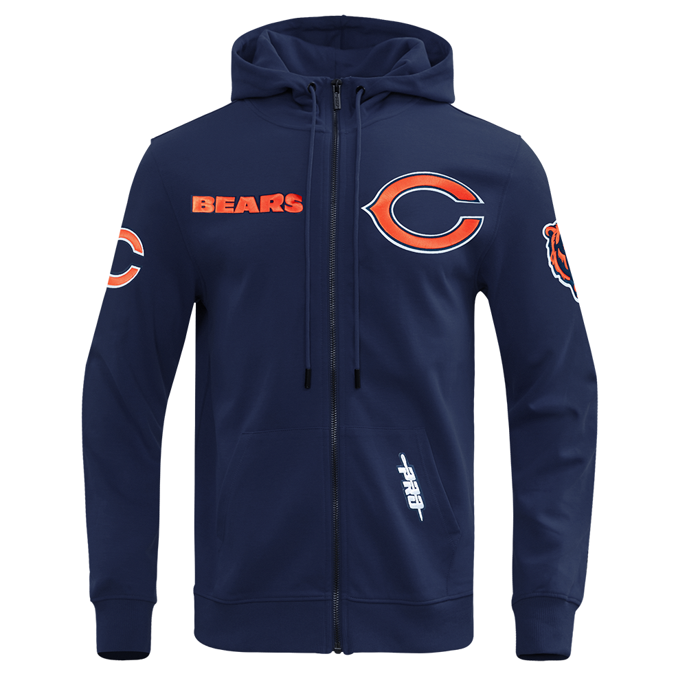 Chicago Bears Pro Standard Navy Full Zip Wind Suit Hoodie product image 1, provided for visual reference and product detail