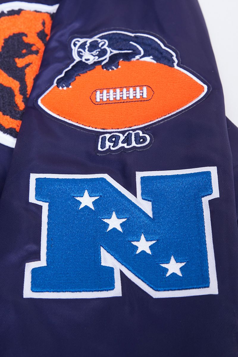Chicago Bears Pro Standard Navy Retro Classic Satin Jacket product image 7, provided for visual reference and product detail