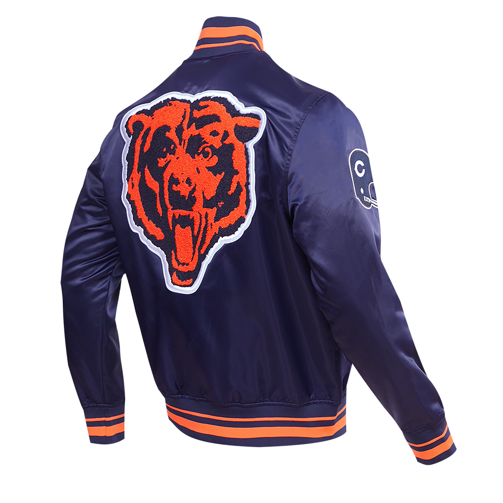 Chicago Bears Pro Standard Navy Retro Classic Satin Jacket product image 4, provided for visual reference and product detail