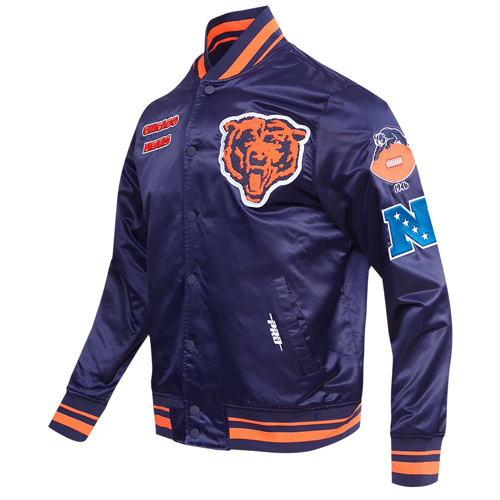 Chicago Bears Pro Standard Navy Satin Jacket product image 3, provided for visual reference and product detail review